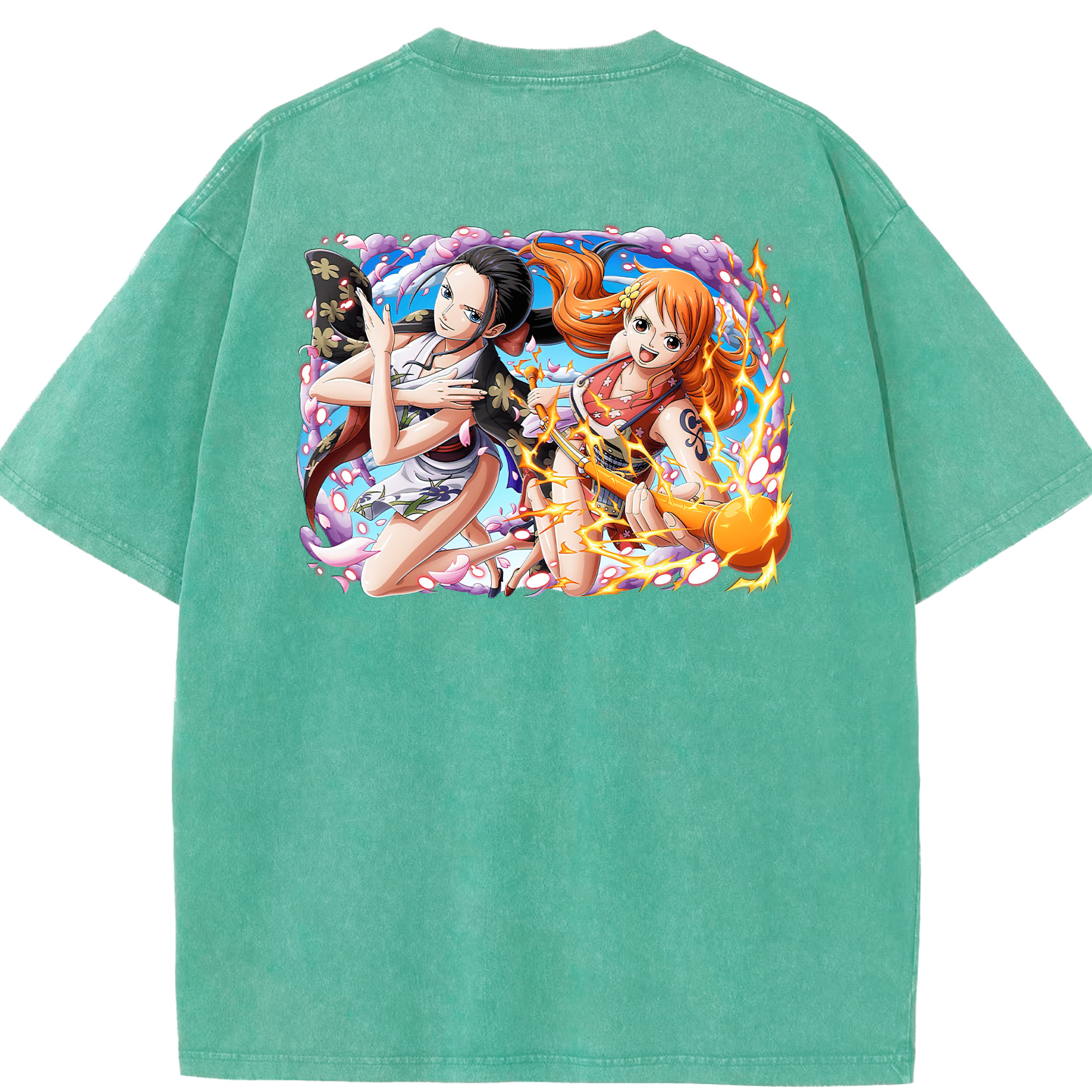 ワンピース ナミ ONE PIECE Nami 綿100% ヴィンテージ風 半袖Tシャツ（背面プリント）